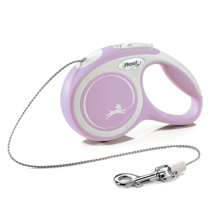 FLEXI New Line Comfort XS Рулетка трос 3м/до 8кг серый/розовый