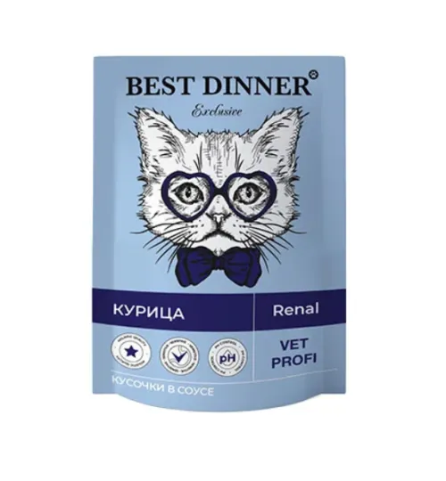 Best Dinner Vet (Бэст Диннер Вет) Renal Пауч для кошек для профилактики почечной недостаточности с курицей в соусе 85 г 5 шт