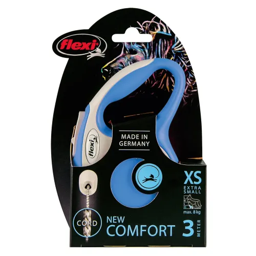 FLEXI New Line Comfort XS Рулетка трос 3м/до 8кг серый/синий