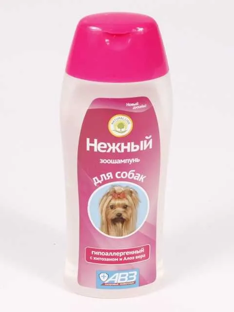 Нежный Зоошампунь для собак гипоаллергенный с хитозаном и алоэ вера, 270 мл, АВЗ