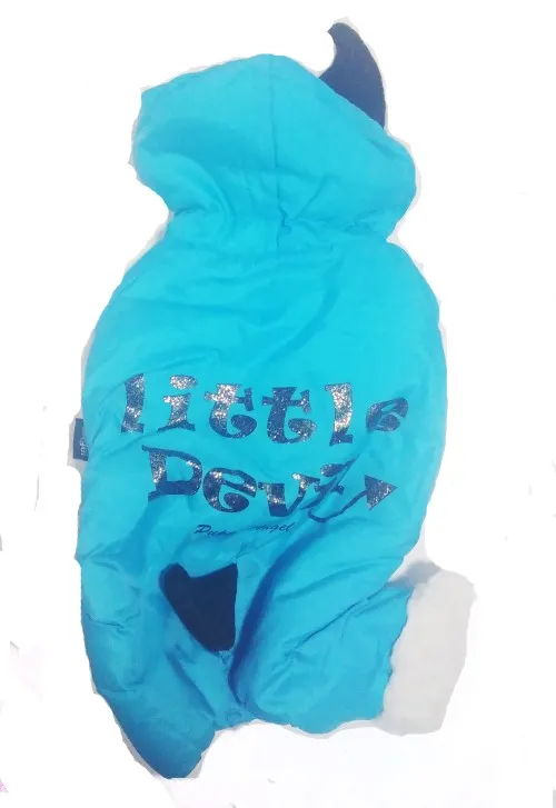 Puppy angel Little devil комбинезон теплый голубой с черными рожками Маленький дьявол S