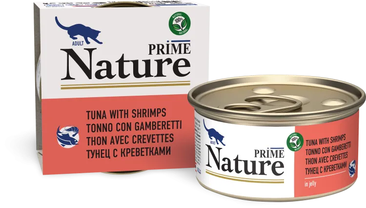 Prime (Прайм) Nature Консервы для взрослых кошек с тунцом и креветками в желе 85 г 5 шт