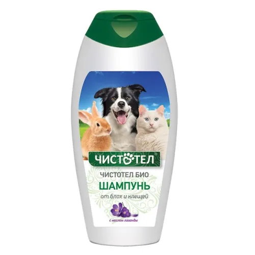 Чистотел Био Шампунь для собак, кошек, кроликов и грызунов от блох и клещей с маслом лаванды 180 мл