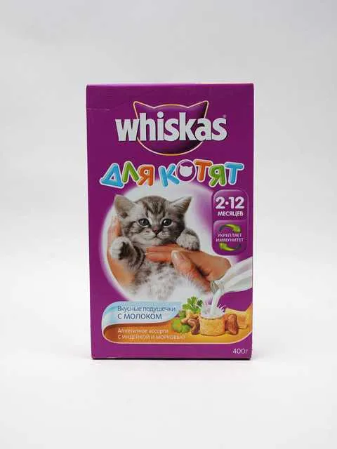 Сухой корм для котят Whiskas (Вискас) - Вкусные подушечки с Молоком, Индейкой и Морковью 1.9 кг