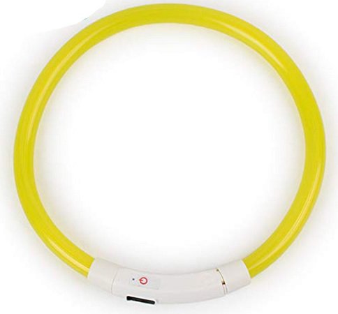 Ошейник светящийся для собак USB желтый  45см