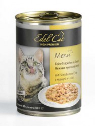 Edel Cat (Эдель Кэт) - Корм для кошек Кусочки в соусе с Курицей и Уткой (Банка)