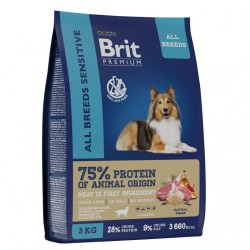 Brit Premium (Брит Премиум) Сухой корм для собак всех пород с чувствительным пищеварением с ягненком и индейкой 3 кг
