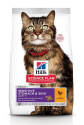 Hill's (Хиллс) Science Plan Adult Sensitive Stomach Сухой корм для взрослых кошек для чувствительного пищеварения с курицей, яйцами и рисом 300г