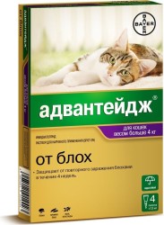 Bayer Advantage (Адвантейдж) - Капли от блох для кошек более 4 кг 1 ПИПЕТКА