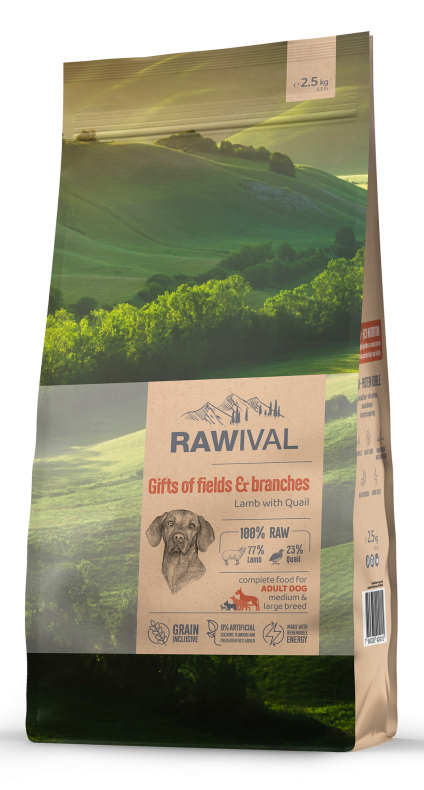 Rawival (Ровайвл/Равивал) Gifts Of Fields &amp; Branches Сухой корм для взрослых собак средних и крупных пород с ягненком и перепелом 2,5 кг