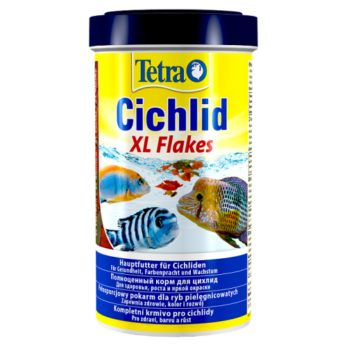 Tetra (Тетра) Cichlid Xl Flakes Корм для цихлид и больших аквариумных рыбок (крупные хлопья) 80 г 500 мл