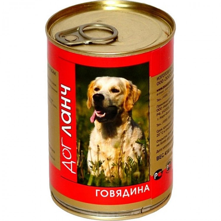 Дог ланч консервы для собак Говядина 410 г