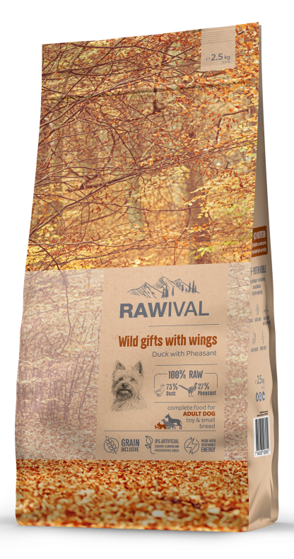Rawival (Ровайвл/Равивал) Wild Gifts With Wings Сухой корм для взрослых собак мелких пород с уткой и фазаном 2,5 кг 
