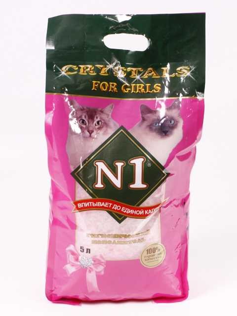 N1 CRYSTALS For Girls Наполнитель Силикагель Впитывающий Розовый  12,5л