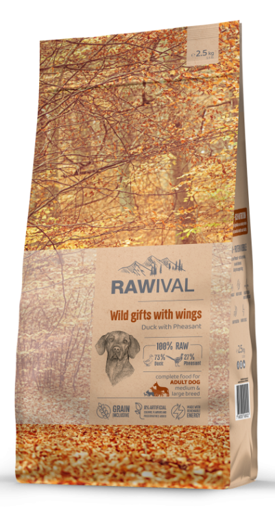 Rawival (Ровайвл/Равивал) Wild Gifts With Wings Сухой корм для взрослых собак средних и крупных пород с уткой и фазаном 2,5 кг 