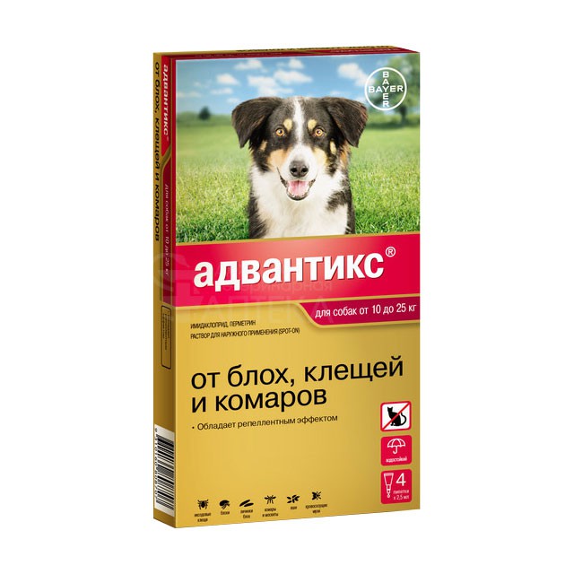 Advantix (Адвантикс) - Капли от паразитов для собак 10-25 кг (4 пипетки)