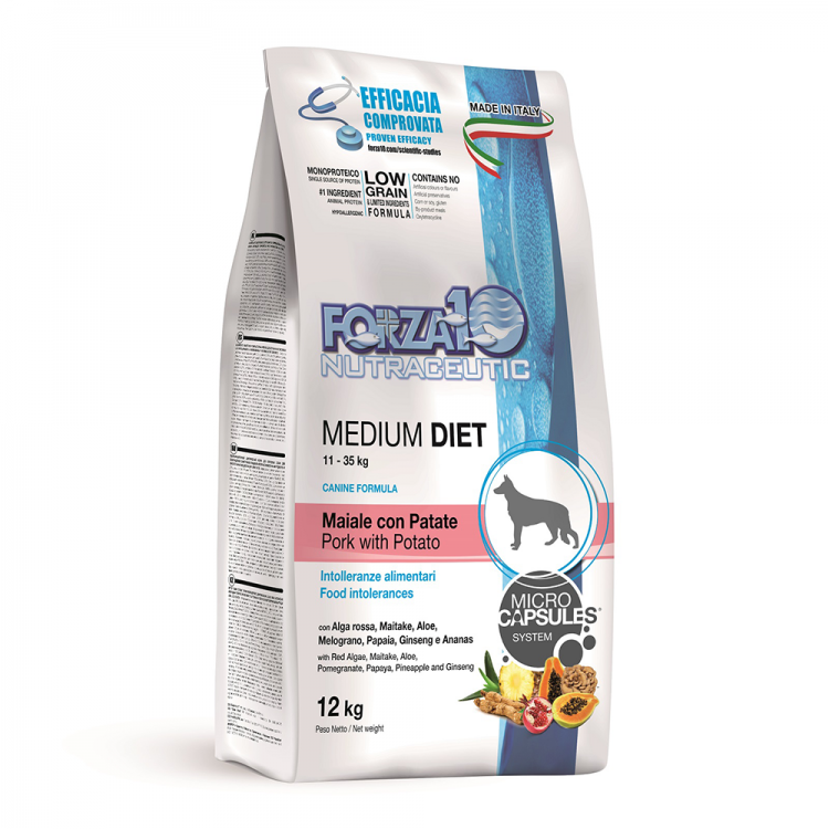 Forza10 (Форза10) MEDIUM DIET корм для собак для сокращения симптомов пищевой непереносимости из Свинины и Картофеля
