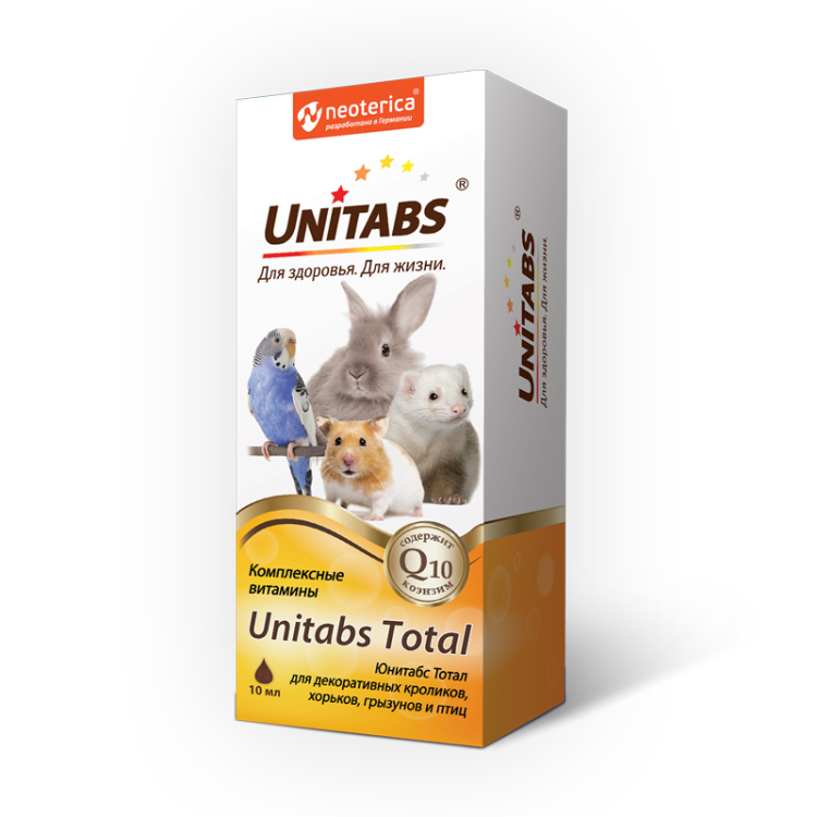 Unitabs (Юнитабс) Total Тотал Комплексные витамины для кроликов, птиц и грызунов 10 мл