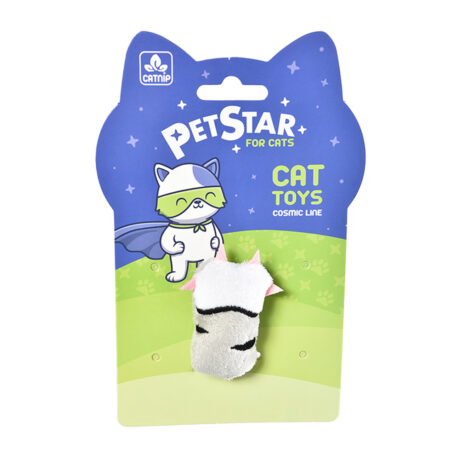 Pet star Игрушка для кошек Лапка с мятой серая/черная плюшевая 3*6 см