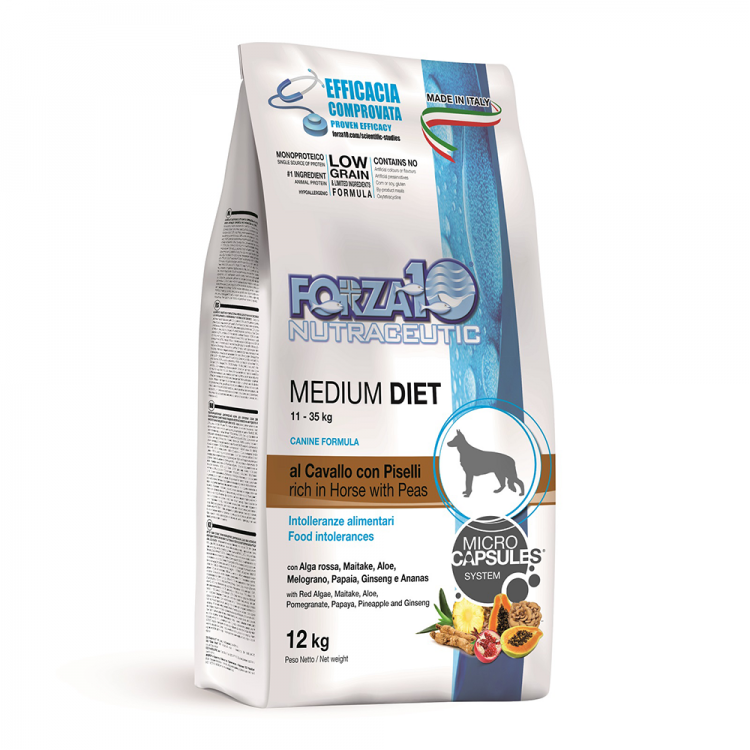 Forza10 (Форза10) MEDIUM DIET корм для собак для сокращения симптомов пищевой непереносимости из Конины с Горохом