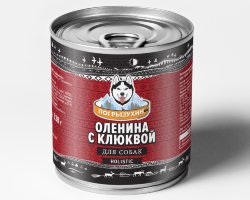 Погрызухин консервы для собак Оленина с клюквой 338 гр