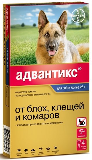 Bayer Advantix (Адвантикс) - Капли от паразитов для собак более 25 кг (4 пипетки)