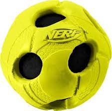 NERF DOG Игрушка д/собак Мяч с отверстиями (с пищалкой) 6 см зеленый
