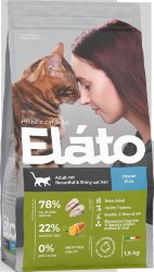 ЭЛАТО (ELATO) Корм д/взрослых кошек с рыбой д/красивой и блестящей шерсти 1,5кг