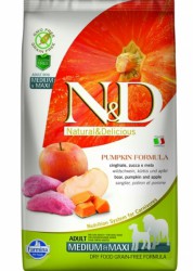 Farmina N&D (Фармина НД) Pumpkin Medium & Maxi Сухой беззерновой корм для взрослых собак средних и крупных пород с кабаном, яблоками и тыквой 2,5 кг