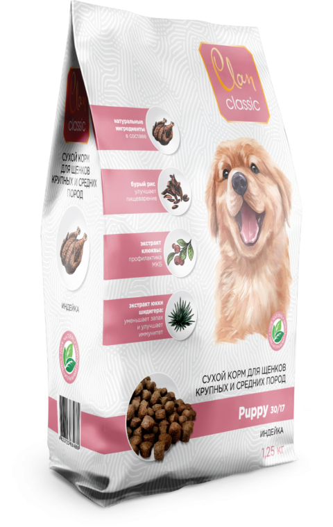 Clan Classic (Клан Классик) Puppy 30/17 Сухой корм для щенков средних и крупных пород с индейкой 1,25 кг