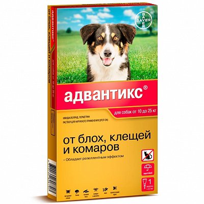Bayer Advantix (Адвантикс) - Капли от паразитов для собак 10-25 кг (1 пипетка)
