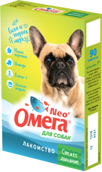 Omega Neo (Омега Нео) Свежее дыхание Витаминное лакомство для собак с мятой и имбирем 90 табл