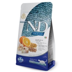 Farmina N&D (Фармина НД) Ocean Сухой низкозерновой корм для взрослых кошек с треской, полбой, овсом и апельсином 1,5 кг