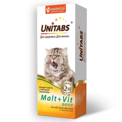 Unitabs (Юнитабс) Malt + Vit Paste Паста витаминная для кошек для вывода шерсти из желудка 120 мл