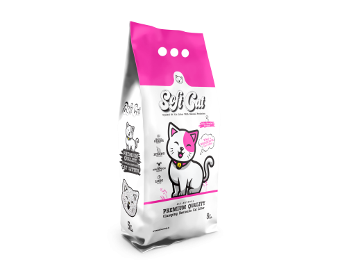Soft Cat Наполнитель для кошачьего туалета комкующийся с ароматом детской присыпки 5 л (Турция замена Ever Clean)