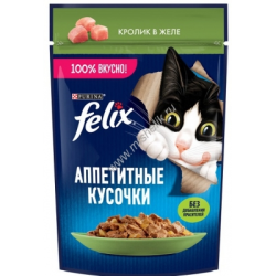 Purina Felix (Пурина Феликс) Аппетитные кусочки Пауч для кошек с кроликом в желе 75 г