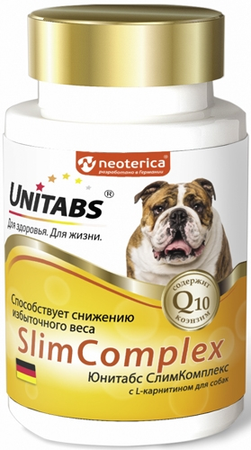Unitabs (Юнитабс) Slim Complex Витамины для собак с лишним весом 100 табл