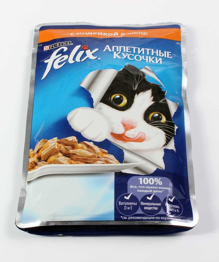 Purina Felix (Пурина Феликс) Аппетитные кусочки Пауч для кошек с индейкой в желе 75 г