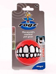 Rogz (Рогз) Dogz Grinz Small - Игрушка для собак Мяч 49 мм с принтом "Зубы" и Отверстием для лакомства