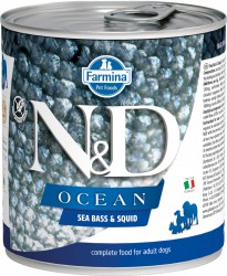 Farmina N&D (Фармина НД) Ocean Консервы беззерновые для взрослых собак всех пород с морским окунем и кальмаром 285 г