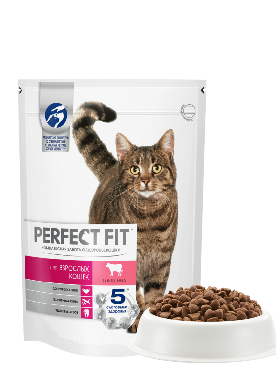 Perfect fit (Перфект фит) Adult Сухой корм для взрослых кошек с говядиной 190 г