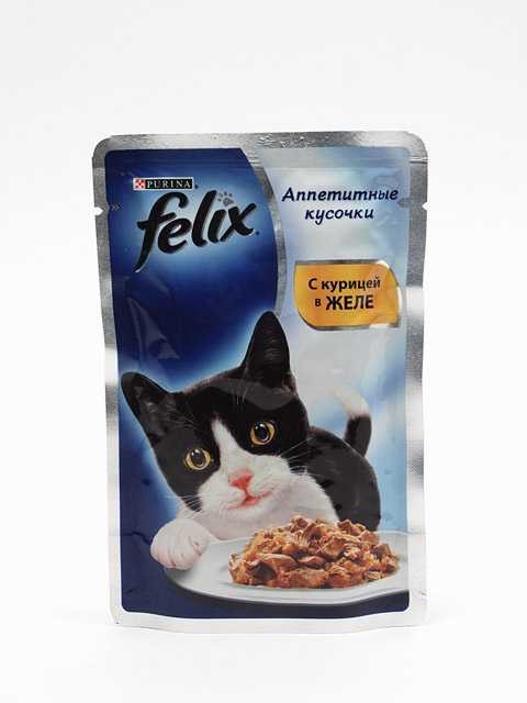 Purina Felix (Пурина Феликс) Аппетитные кусочки Пауч для кошек с курицей в желе 75 г