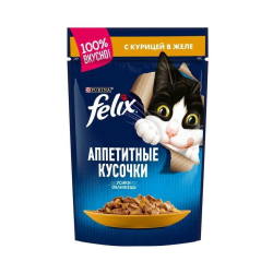 Purina Felix (Пурина Феликс) Аппетитные кусочки Пауч для кошек с курицей в желе 75 г