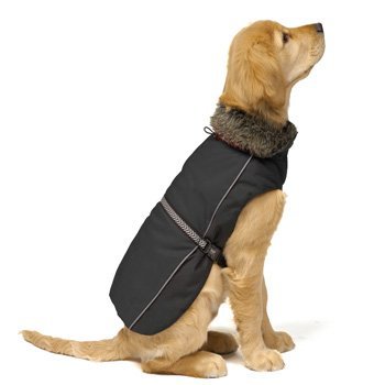 DogGoneSmart Aspen Нано куртка зимняя с меховым воротником черная 30,5см/р.12