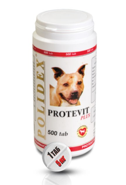 POLIDEX Protevit plus (Полидекс Протевит плюс) - Мультивитамины д/собак 500 таб