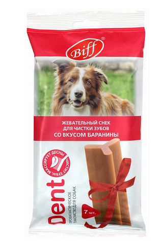 Tit bit (Тит бит) Biff Лакомство для собак крупных пород Жевательный снек Dent со вкусом Баранины 7 шт