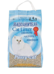Pussy cat (Пуси кэт) Наполнитель для кошачьего туалета впитывающий голубой 4,5 л