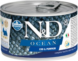 Farmina N&D (Фармина НД) Ocean Mini Консервы беззерновые для взрослых собак мелких пород с треской и тыквой 140 г