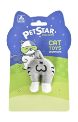 Pet star Игрушка для кошек Попка кота с мятой серая/черная плюшевая 4,7*7,7 см