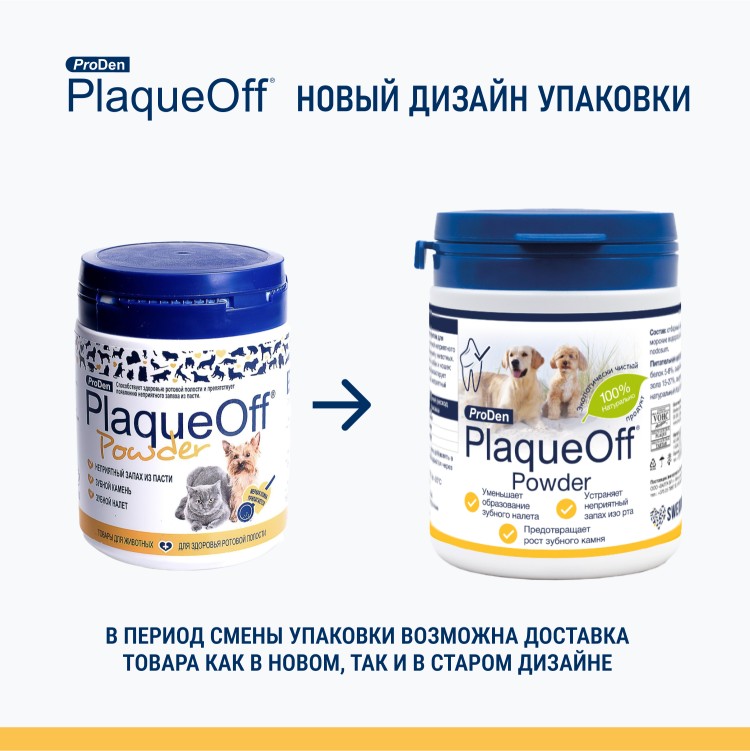 ProDen PlaqueOff (Плакофф) Средство для профилактики зубного камня у собак и кошек 180 г 